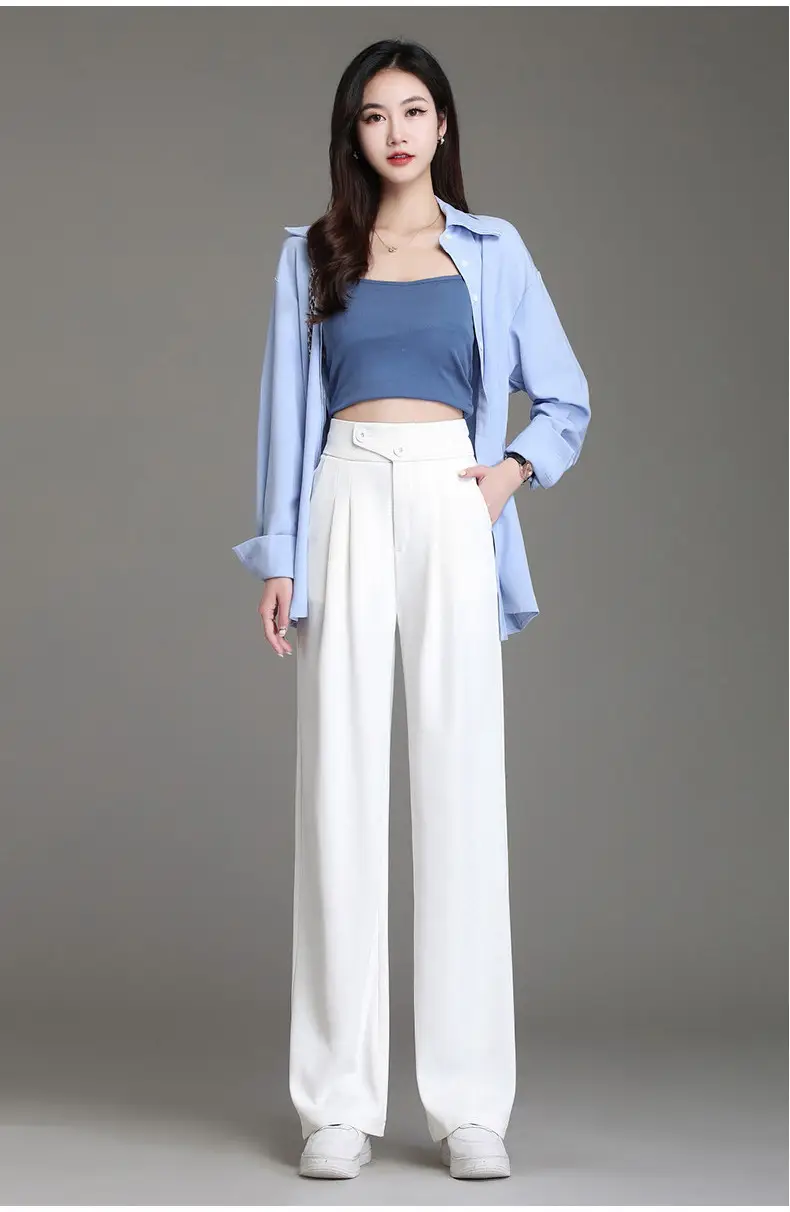 Women Wide Leg Pants High Waist Slimming Spring Autumn — feature 10