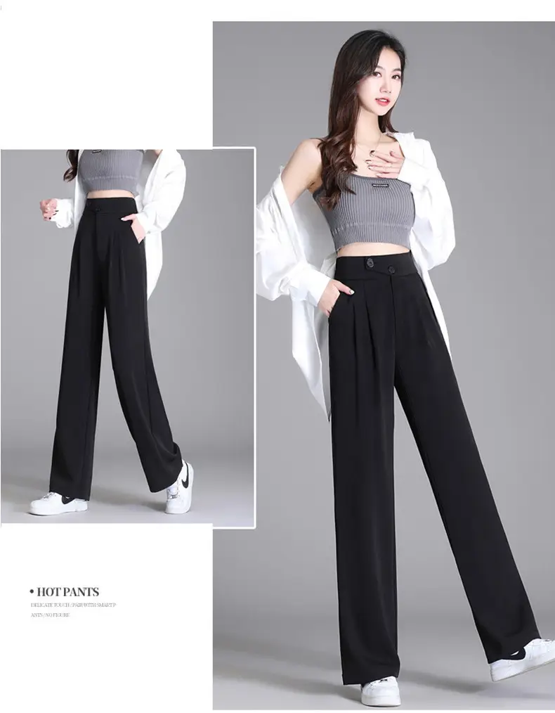 Women Wide Leg Pants High Waist Slimming Spring Autumn — feature 13