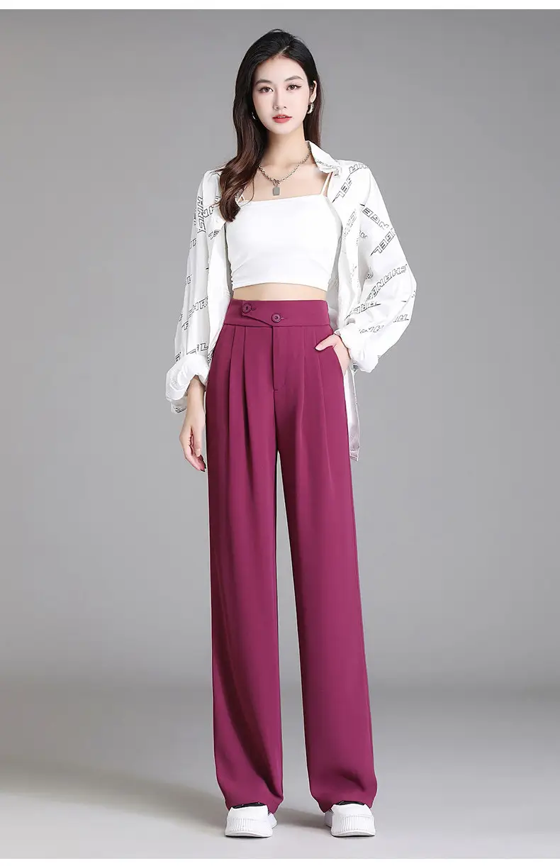 Women Wide Leg Pants High Waist Slimming Spring Autumn — feature 14