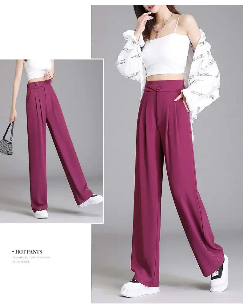 Women Wide Leg Pants High Waist Slimming Spring Autumn — feature 15
