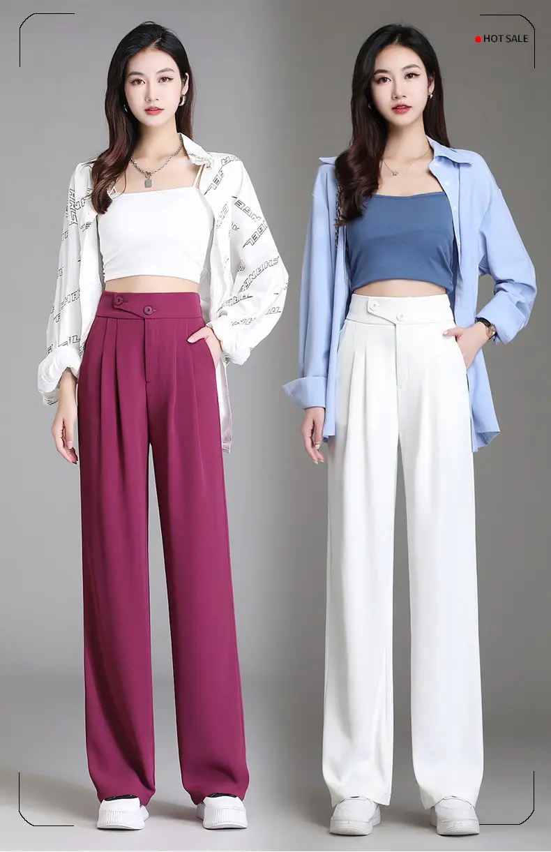Women Wide Leg Pants High Waist Slimming Spring Autumn — feature 2