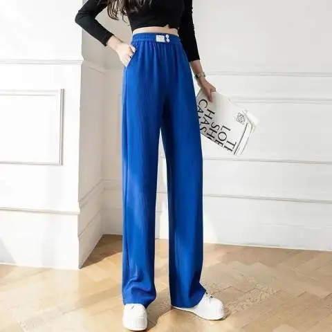 Ice Silk Wide Leg Pants 2025 Summer Loose Straight - Image 3