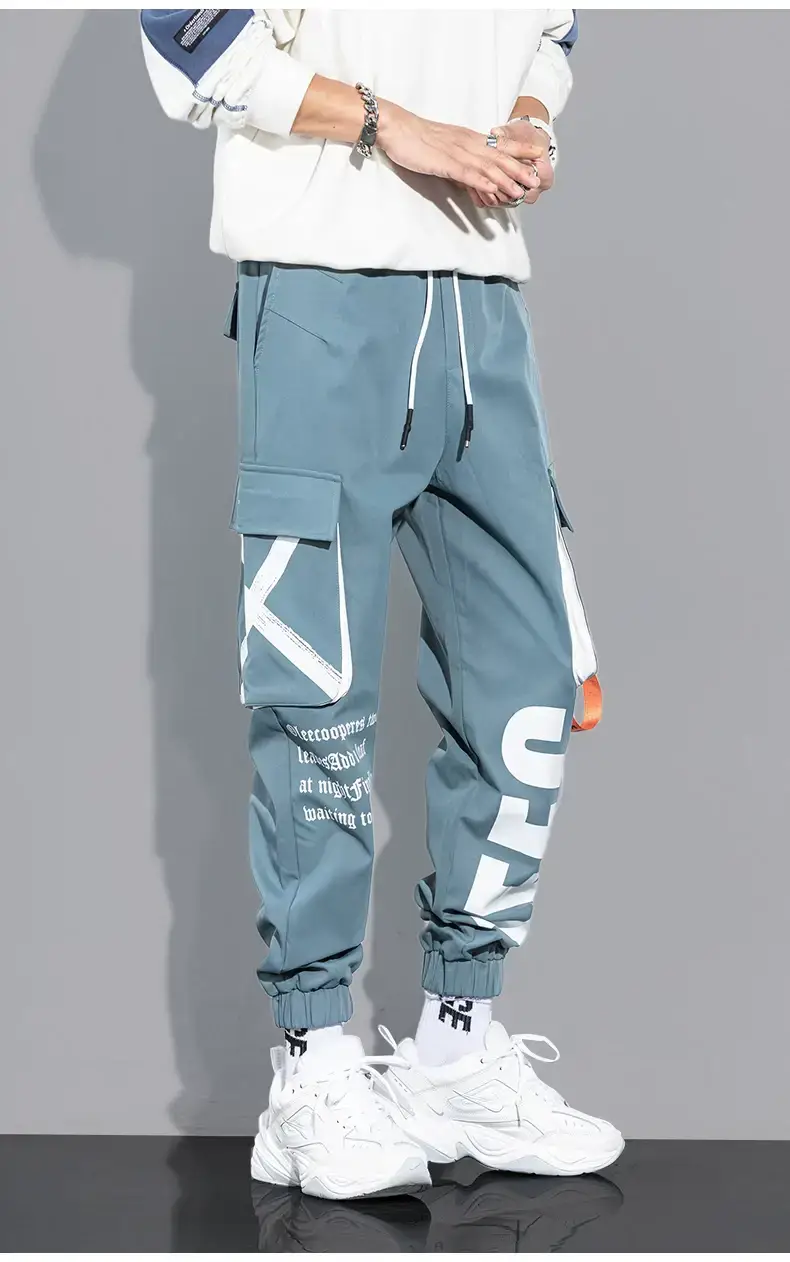 Men Black Multi-Pocket Letter Croc Pants — feature 15