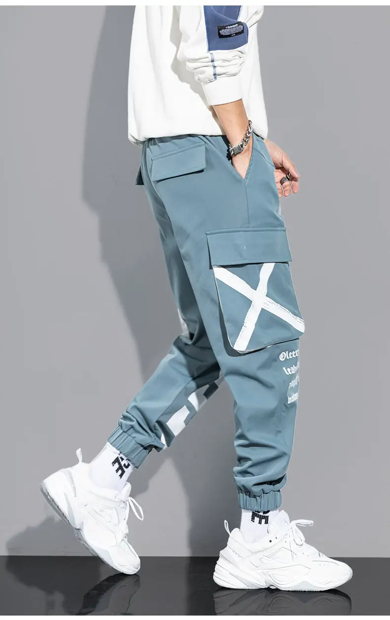 Men Black Multi-Pocket Letter Croc Pants — feature 16
