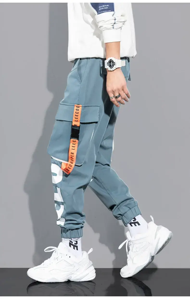 Men Black Multi-Pocket Letter Croc Pants — feature 17
