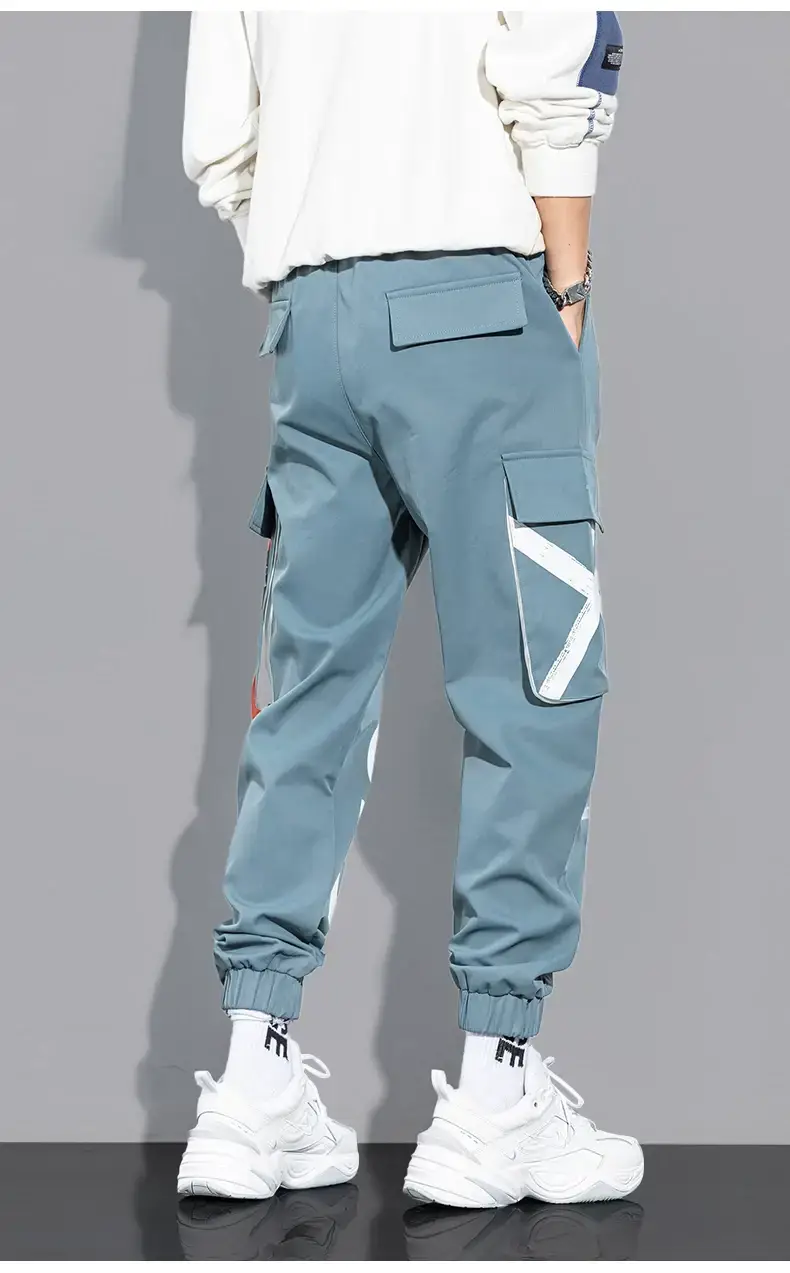 Men Black Multi-Pocket Letter Croc Pants — feature 19