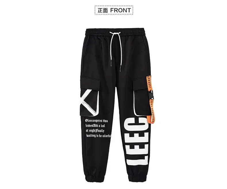 Men Black Multi-Pocket Letter Croc Pants — feature 22