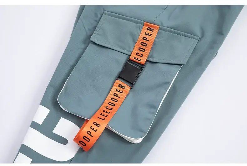 Men Black Multi-Pocket Letter Croc Pants — feature 28