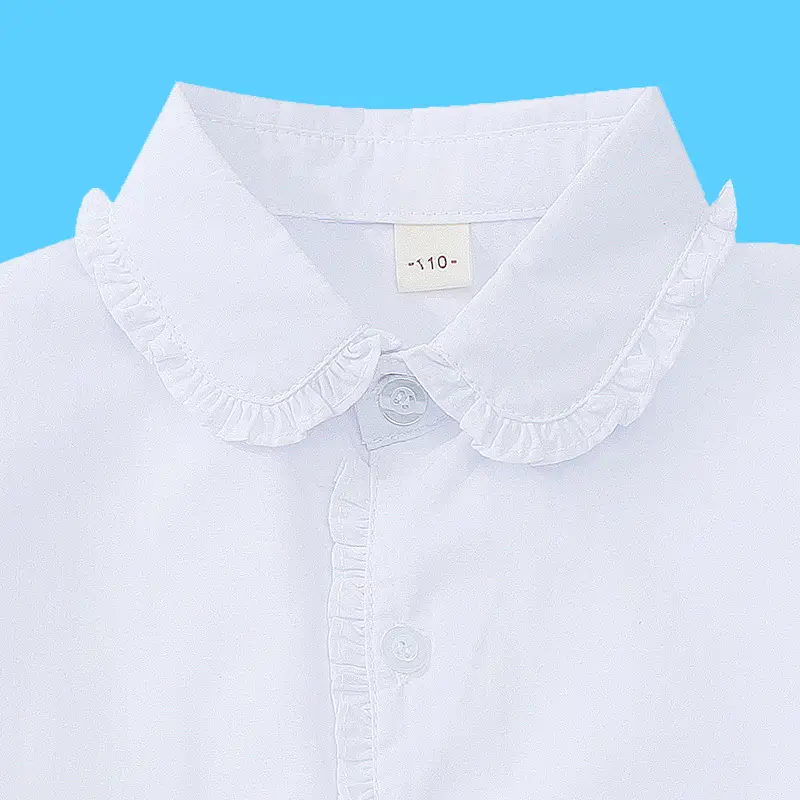 White Long Sleeve Button-Down Shirt for Girls Boys