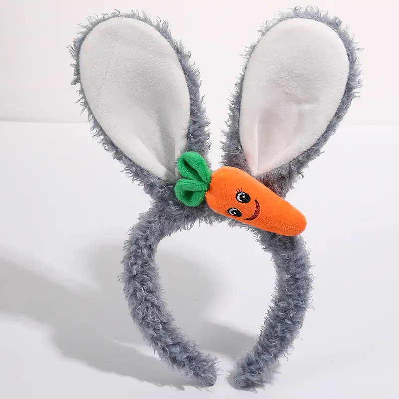 Plush Rabbit Ears Headband White Pink Bow Decor - Image 10