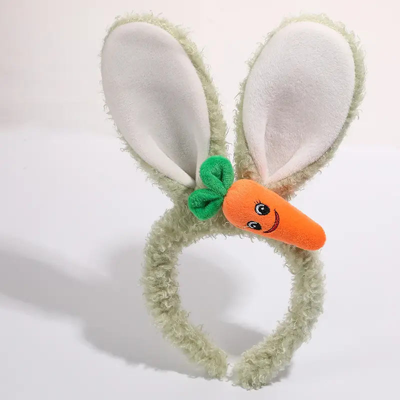 Plush Rabbit Ears Headband White Pink Bow Decor - Image 11