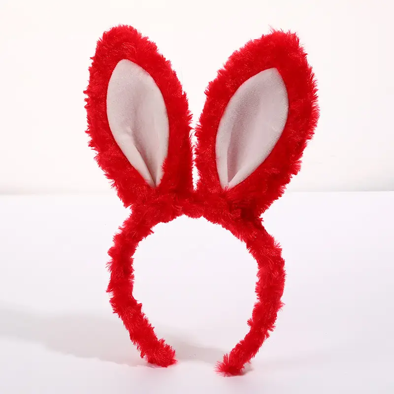 Plush Rabbit Ears Headband White Pink Bow Decor - Image 25