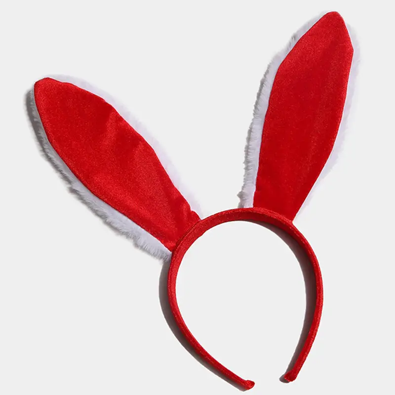 Plush Rabbit Ears Headband White Pink Bow Decor - Image 29
