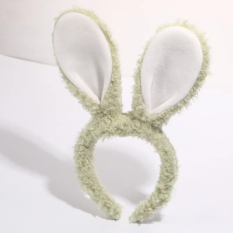 Plush Rabbit Ears Headband White Pink Bow Decor - Image 33
