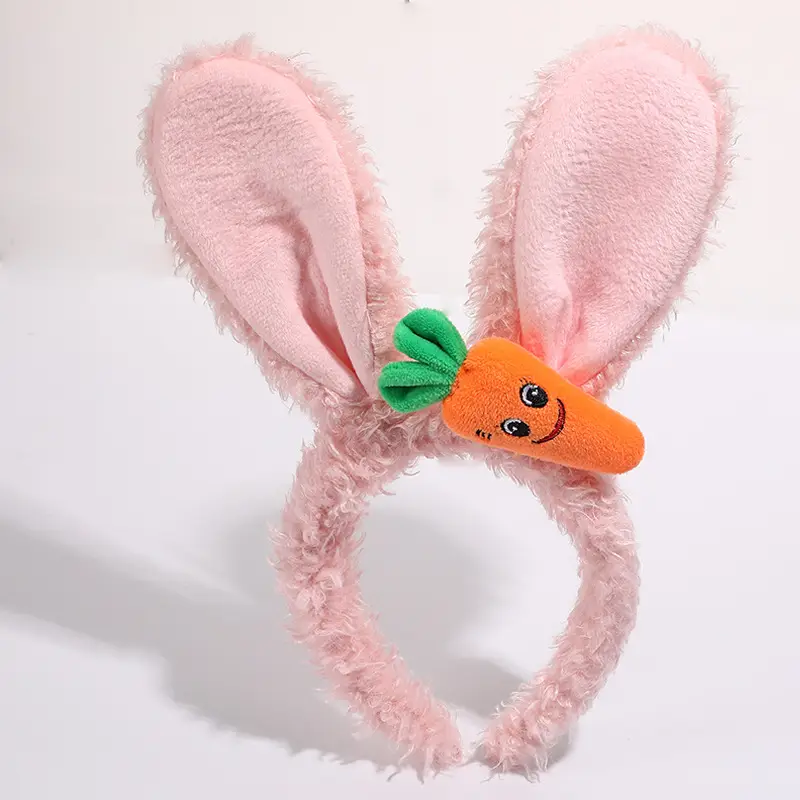 Plush Rabbit Ears Headband White Pink Bow Decor - Image 7