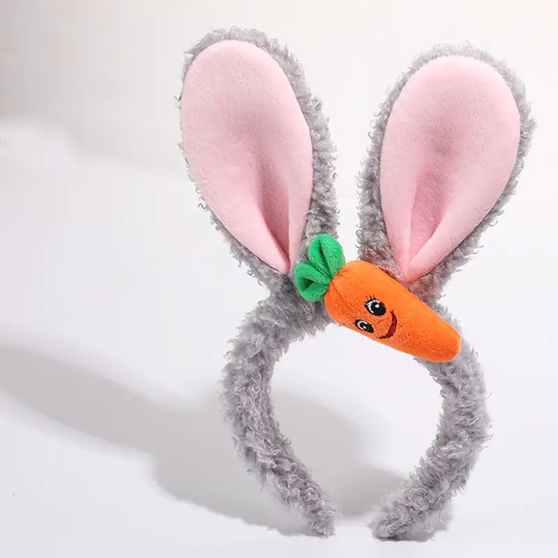 Plush Rabbit Ears Headband White Pink Bow Decor - Image 8