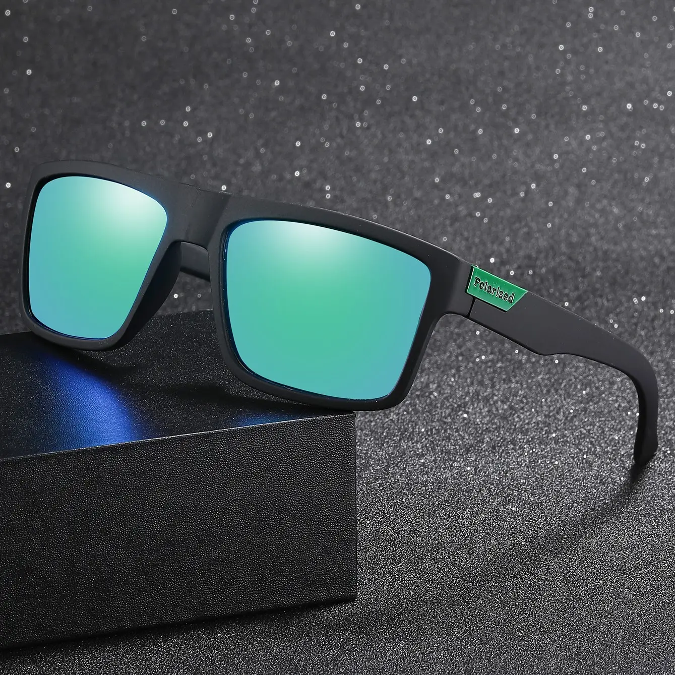 Polarized Sunglasses Blue Mirror Black Frame