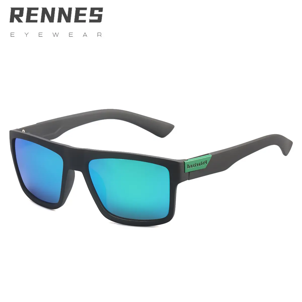 Polarized Sunglasses Blue Mirror Black Frame