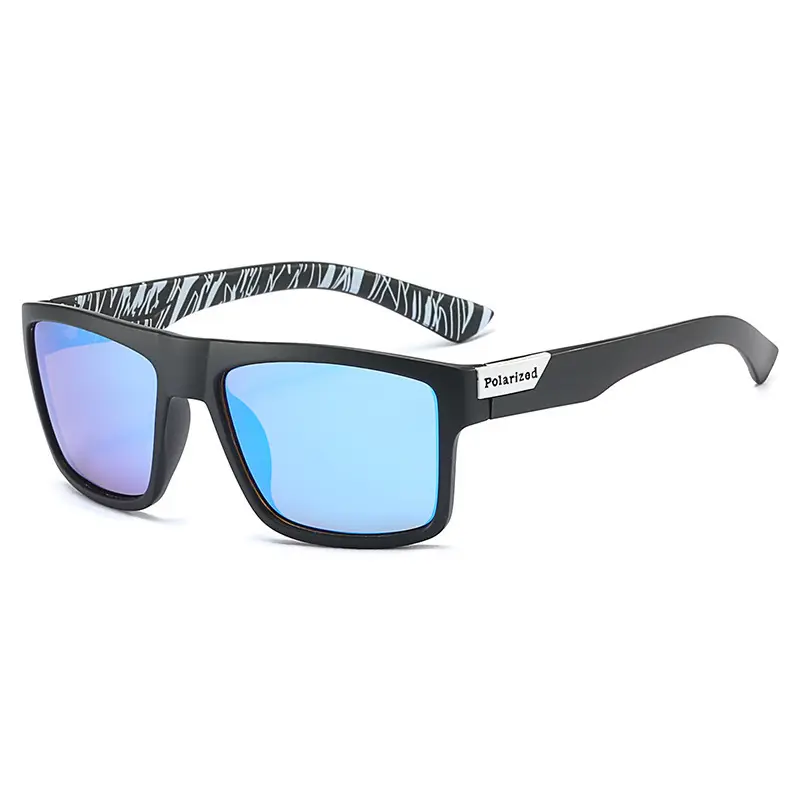 Polarized Sunglasses Blue Mirror Black Frame
