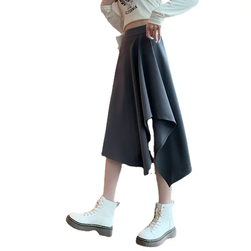 Irregular High Waist Pleated Skirt Women's Beige - Image 9
