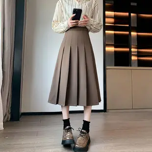 Irregular High Waist Pleated Skirt Women's Beige — feature 8