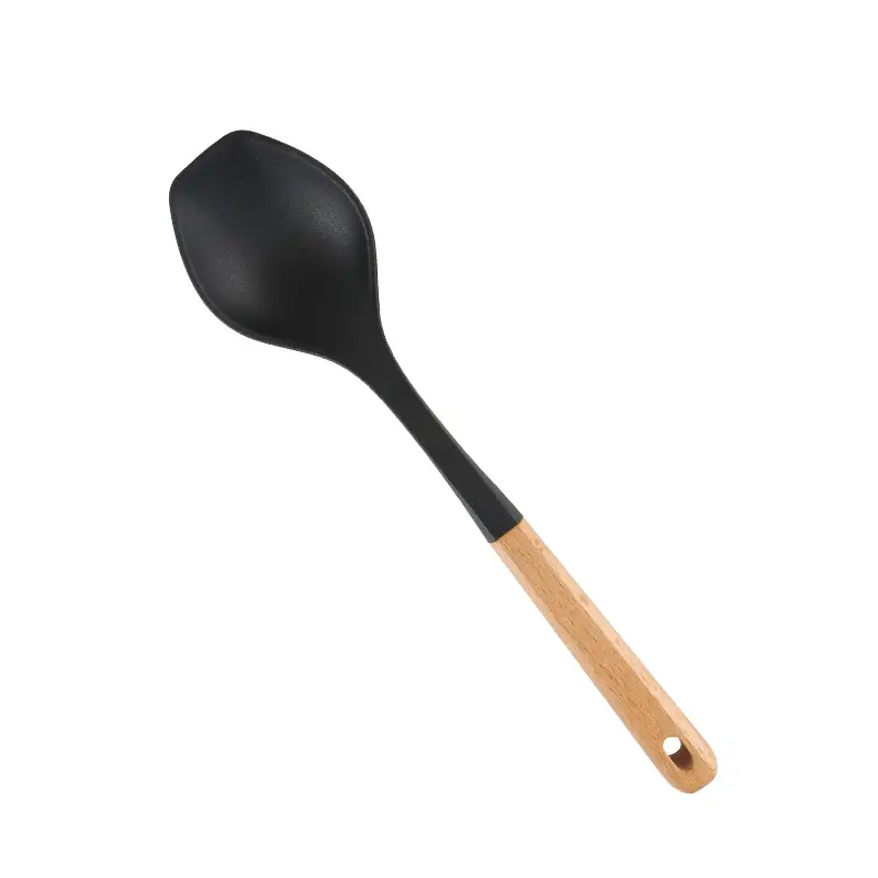 Wooden Handle Silicone Kitchenware 13 Pieces suit Storage Barrel Kitchen Tools Non-stick Cooking Spoon suit