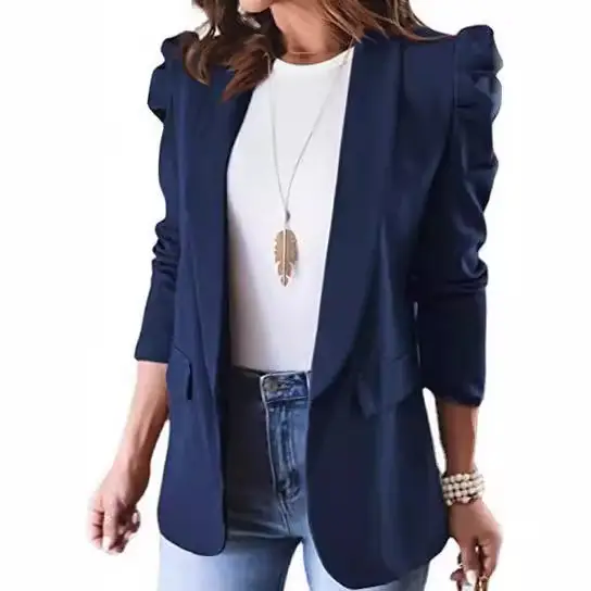Women's Long Sleeve Lapel Blazer Brown Autumn Winter - Image 9