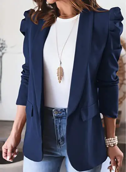 Women's Long Sleeve Lapel Blazer Brown Autumn Winter - Image 2