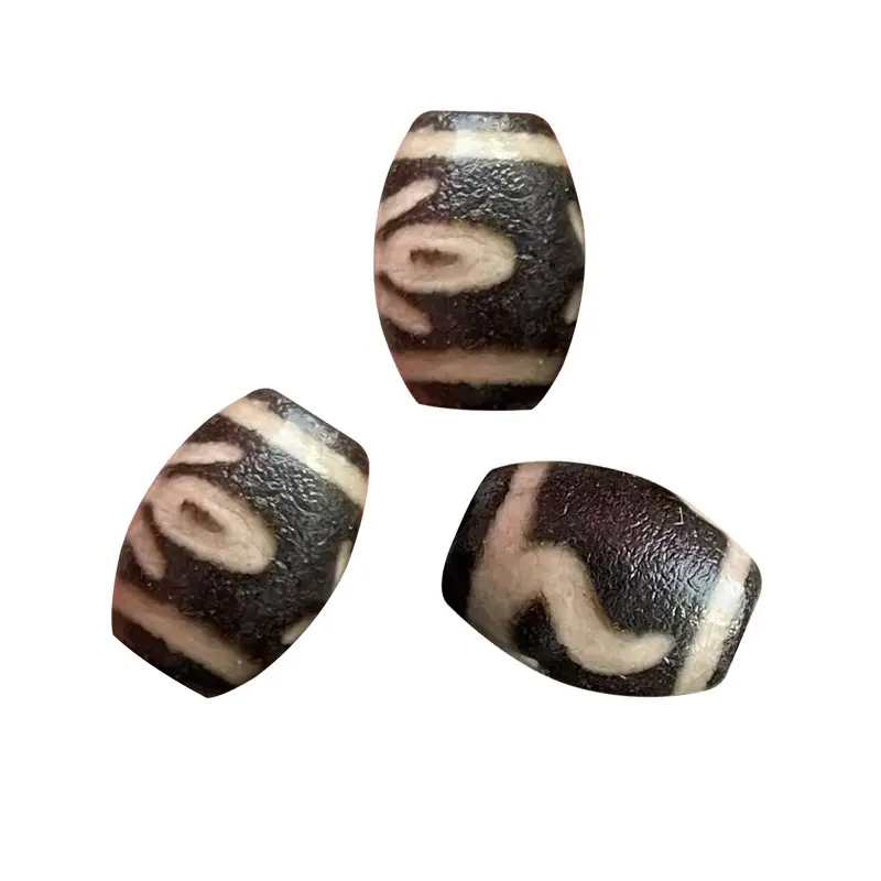 Xizang Dzi Beads Natural Agate Antique Black White 10x14mm - Image 5