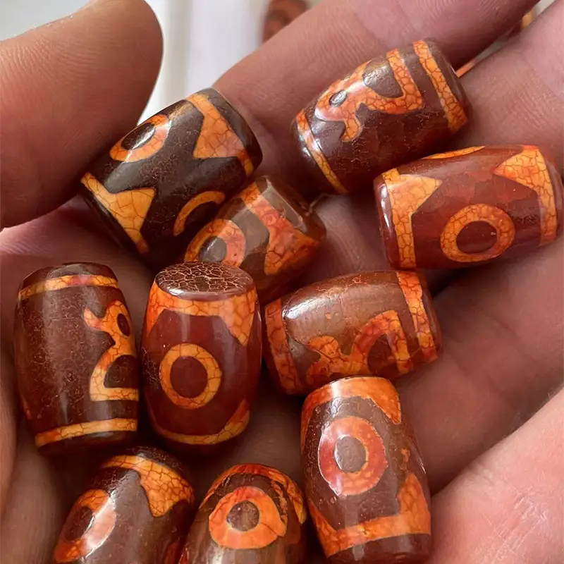 Xizang Dragon Scale Tianzhu Agate Beads 15x22mm - Image 2
