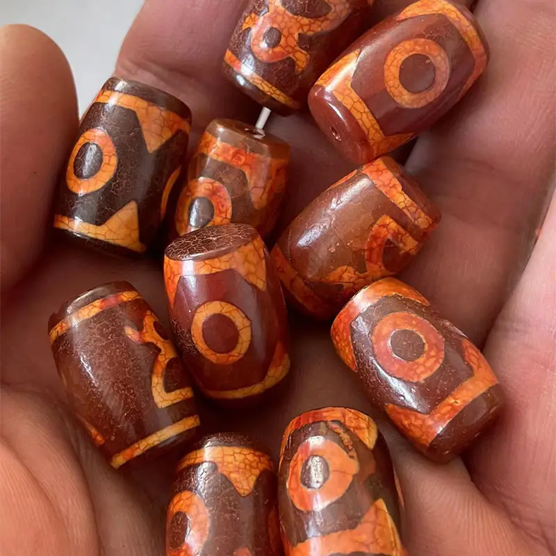 Xizang Dragon Scale Tianzhu Agate Beads 15x22mm - Image 3