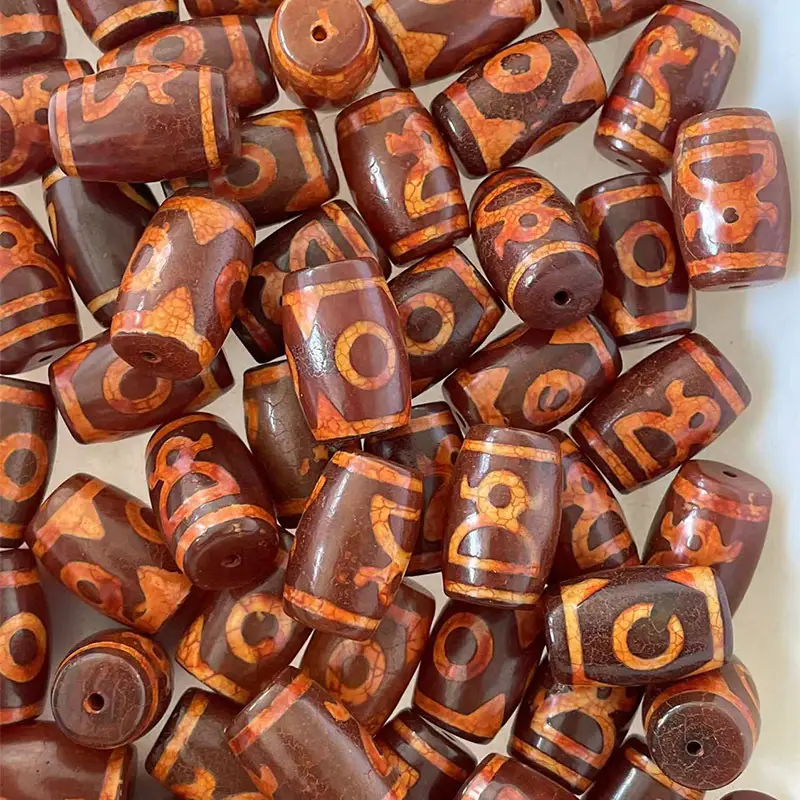 Xizang Dragon Scale Tianzhu Agate Beads 15x22mm - Image 4