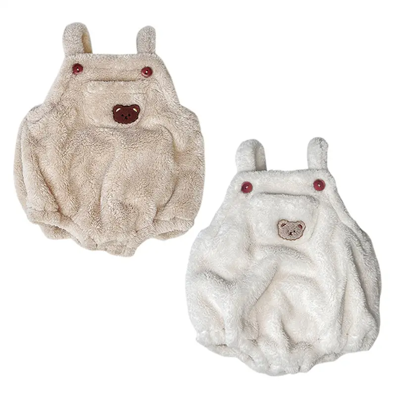 Baby's Winter Fluffy Vest with Strap Jumpsuit Set