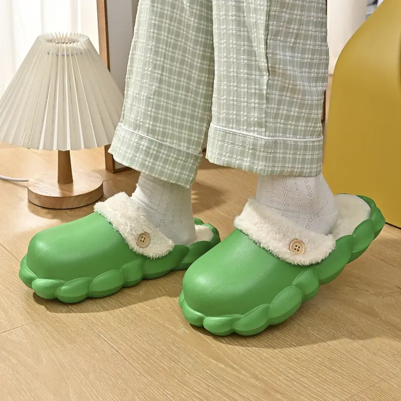 Women's Detachable Cotton Warm Slippers Black Winter