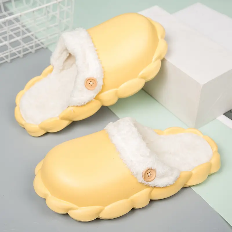 Women's Detachable Cotton Warm Slippers Black Winter