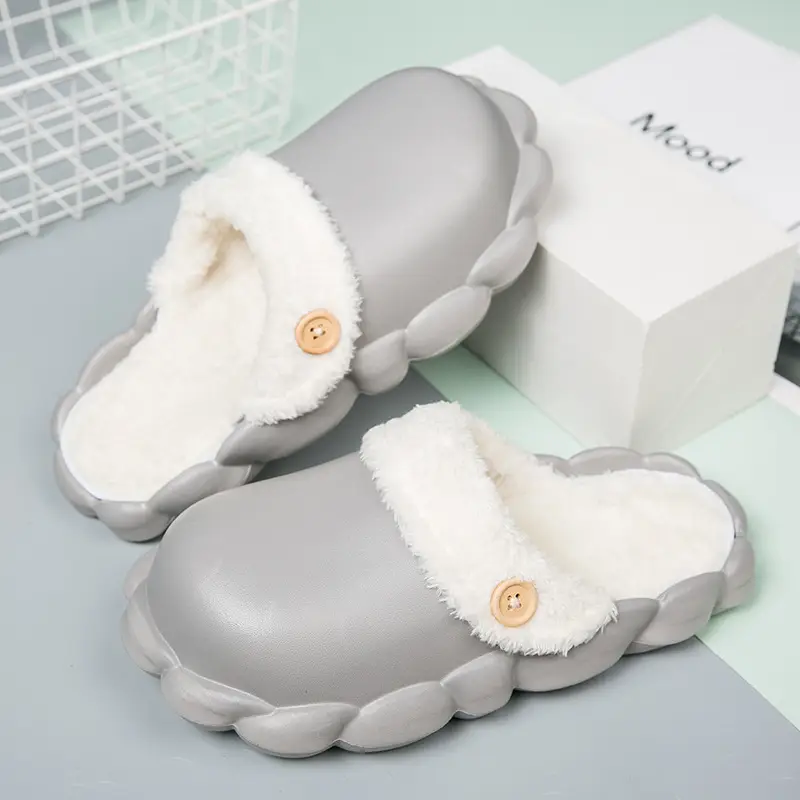 Women's Detachable Cotton Warm Slippers Black Winter