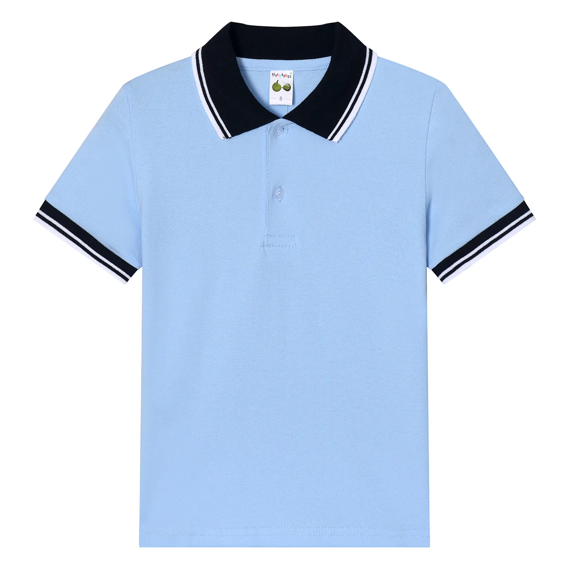 Light Blue Polo T-Shirt for Boys Girls Cotton Short Sleeve - Image 10