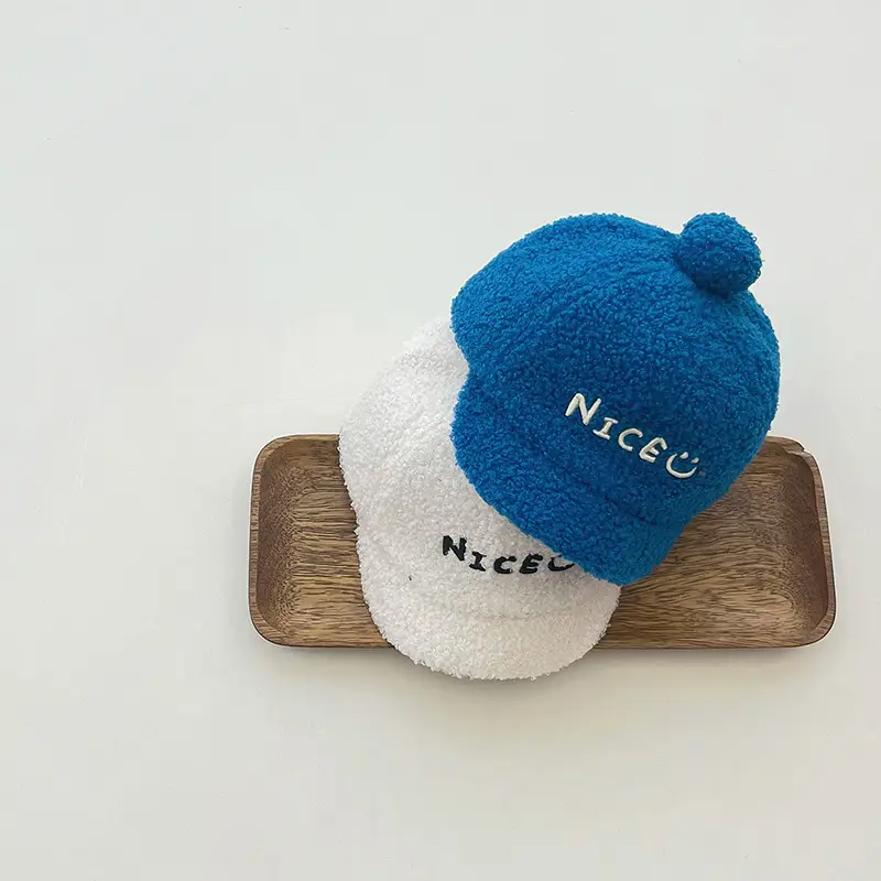 Qiunan Kids Winter Wool Beanies with Letters - Image 5