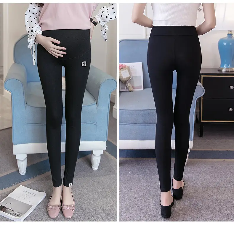 Pregnant Women's Grey Kitten Leggings with Adjustable Band — feature 15