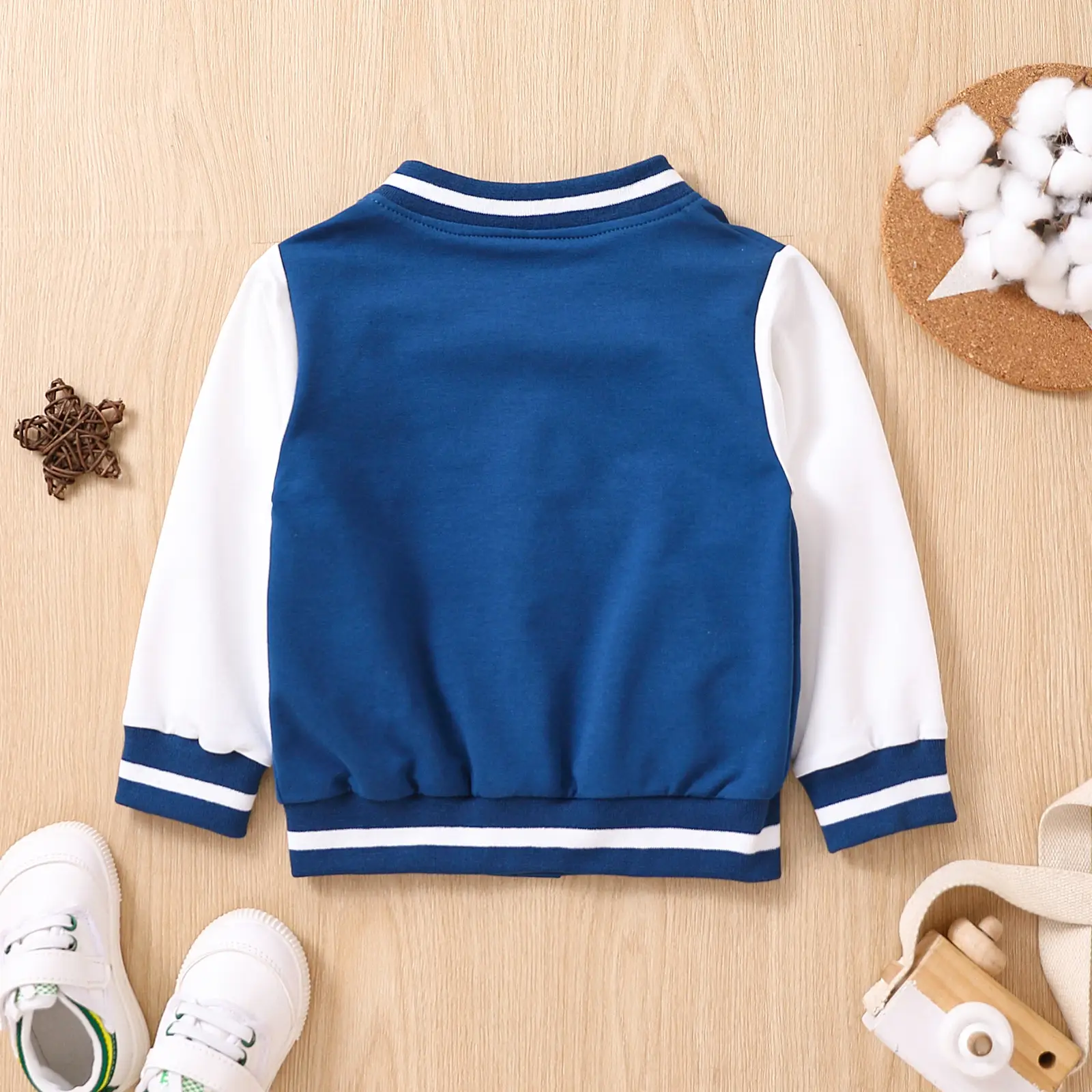 Navy Blue & Yellow A-Line Bomber Jacket for Kids — feature 8