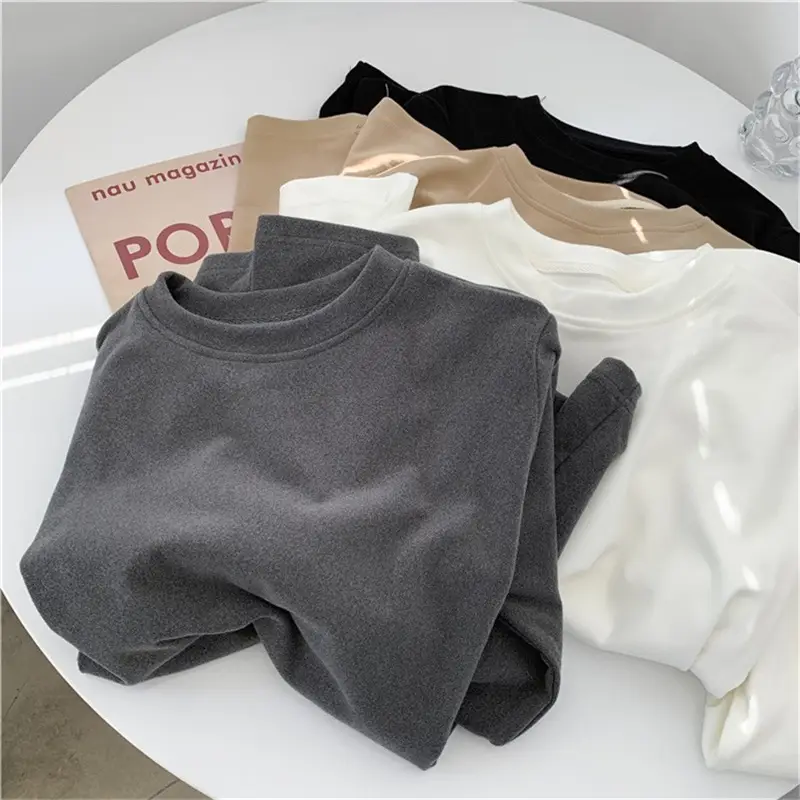Women's Derong Warm Brushed Long Sleeve T-Shirt White - Image 6