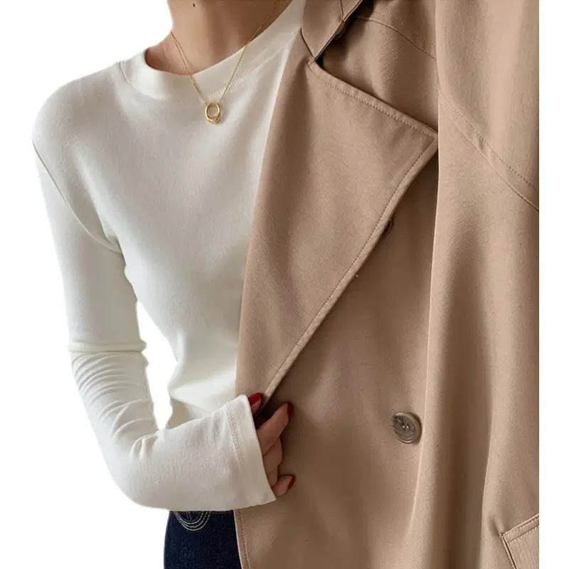 Women's Derong Warm Brushed Long Sleeve T-Shirt White - Image 10