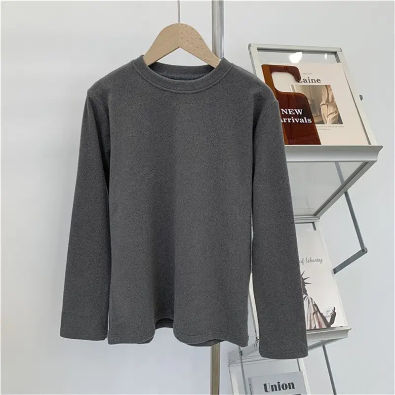 Women's Derong Warm Brushed Long Sleeve T-Shirt White — feature 18
