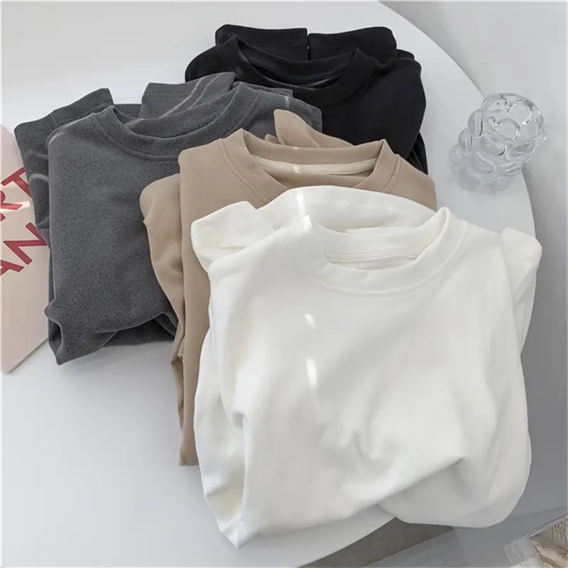 Women's Derong Warm Brushed Long Sleeve T-Shirt White — feature 8