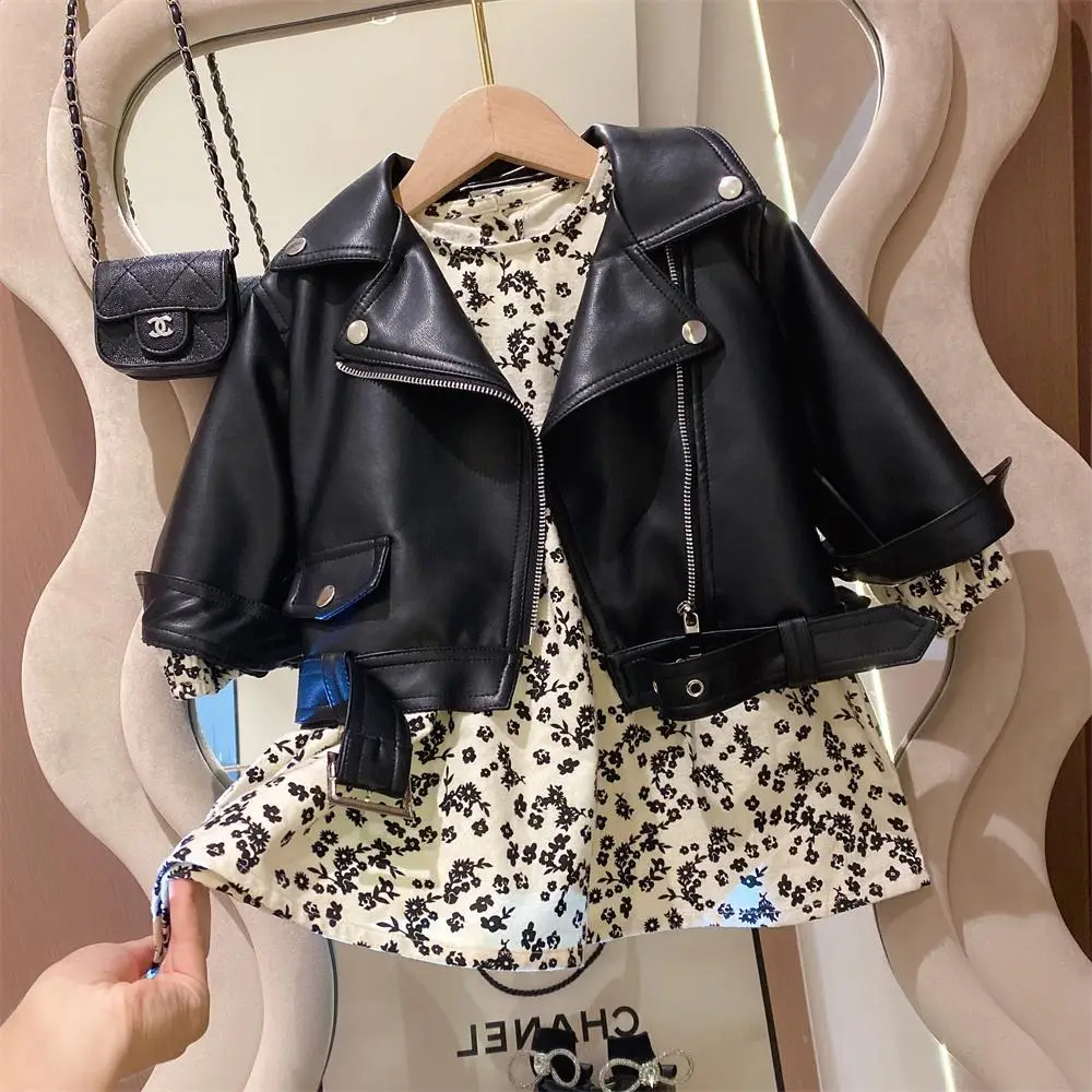 Girls Black Leather Motorcycle Jacket Large Zipper 2025 — feature 9