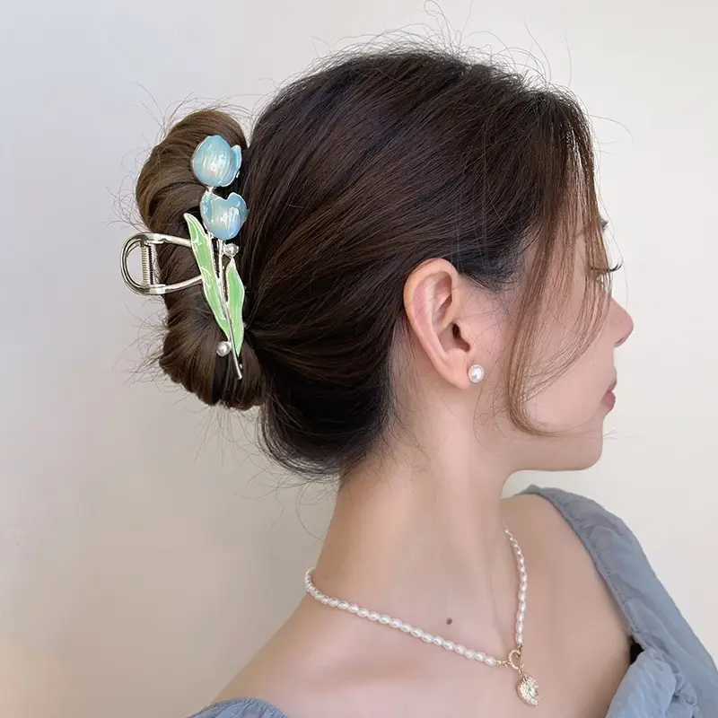 Japanese Korean Alloy Hairpin Clip Heart Flower Edge - Image 12