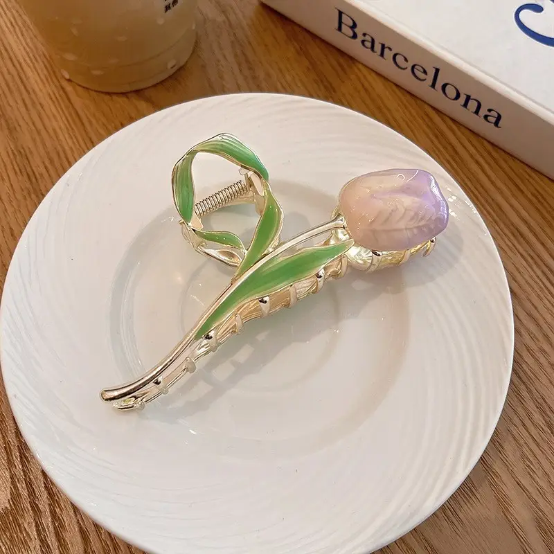 Japanese Korean Alloy Hairpin Clip Heart Flower Edge - Image 2