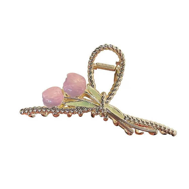 Japanese Korean Alloy Hairpin Clip Heart Flower Edge - Image 5
