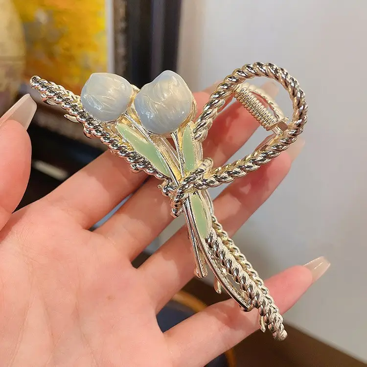 Japanese Korean Alloy Hairpin Clip Heart Flower Edge - Image 6