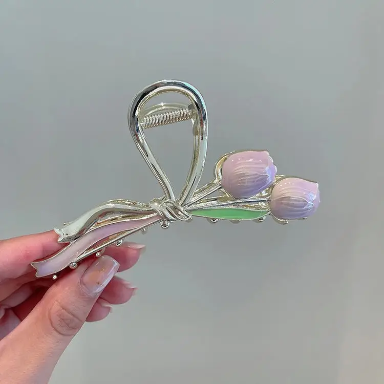Japanese Korean Alloy Hairpin Clip Heart Flower Edge - Image 8